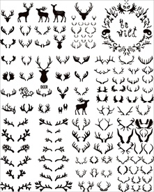 梅花鹿矢量剪影系列（二）