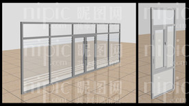 白钢地弹门塑钢窗效果图