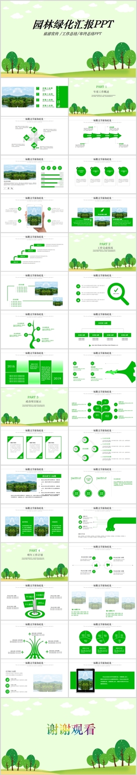 绿色园林景观绿化工作汇报PPT