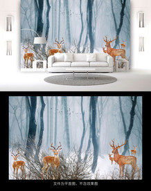 个性麋鹿背景墙