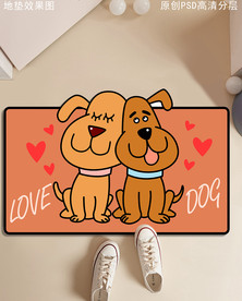 可爱卡通狗狗造型入户地垫