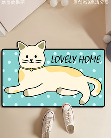可爱卡通猫咪造型入户地垫