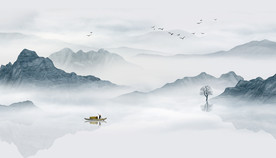 中式水墨山水画