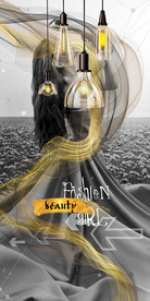 金色吊灯烟雾美女装饰画玄关