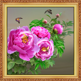 原创高清牡丹蝴蝶装饰画