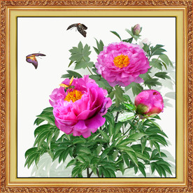 原创高清牡丹蝴蝶装饰画壁画