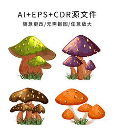 手绘卡通蘑菇