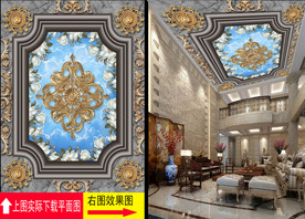 大理石拼花天空梦幻吊顶天顶壁画