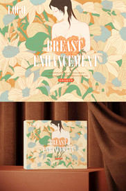 手绘花与女人 包装插画