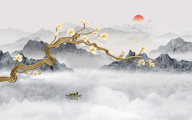 新中式花鸟山水画