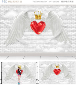 3D纯白天使之翼网红背景墙