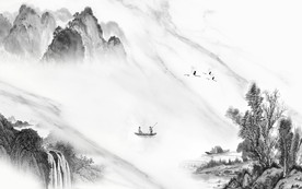 背景墙简约唯美山水 TIF分层