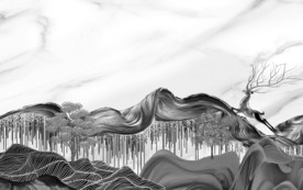 客厅意境唯美山水 TIF分层