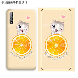 可爱卡通猫手机壳插画
