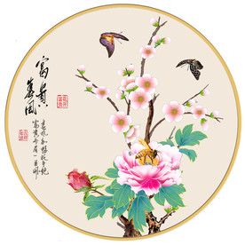 原创牡丹梅花蝴蝶装饰画