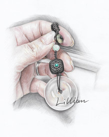 手绘彩铅平安扣饰品