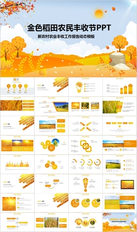 稻田秋天农民丰收节水稻PPT