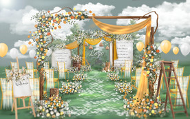 秋色户外草坪婚礼效果图