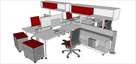 草图大师模型办公桌