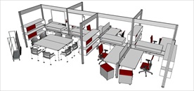 草图大师模型办公桌