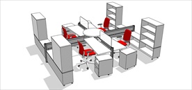 草图大师模型办公桌
