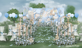 蓝色户外婚礼仪式区
