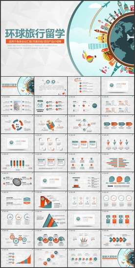 环球旅行留学生留学外国PPT