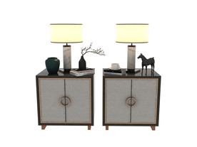 中式床头柜3d模型