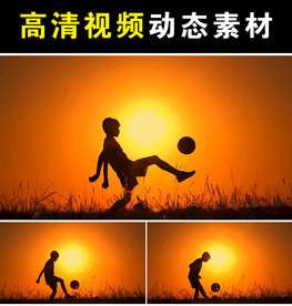 小男孩阳光下踢足球视频素材