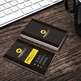 黑黄竖版名片正反双面PSD模板