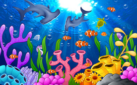 卡通海洋动物海底世界儿童背景墙