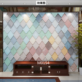 五彩 几何背景墙立体