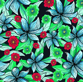 服装设计 印花图案 红绿花裙