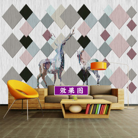 3D菱形 几何 麋鹿 彩色