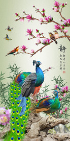 花鸟凤凰装饰画孔雀挂画玄关壁画