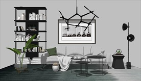 现代风格客厅SU模型