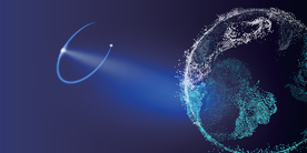 地球卫星未来通讯科技蓝色背景