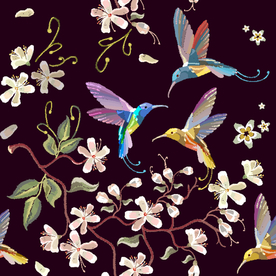 绣花鸟数码印花
