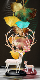 糜鹿杏叶玄关装饰画