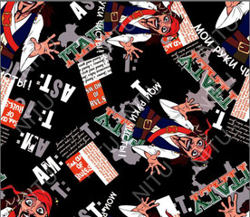 海盗船长 卡通 四方连续 布艺