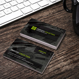 黑色简约名片双面PSD展开图图