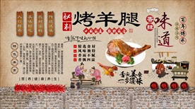 烤羊腿背景墙