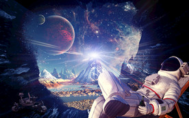 宇航员星球太空背景墙