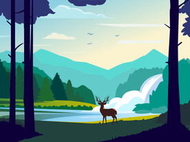 扁平风场景插画