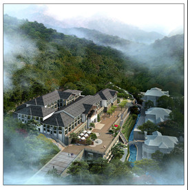 旅游山庄会所景观效果图