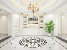 新中式背景墙 餐厅桌椅空间设计