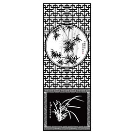 中国风兰花墨竹屏风
