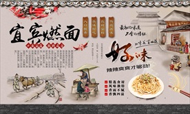 宜宾燃面背景墙