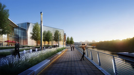 滨河带景观设计黄昏透视效果图