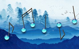 音符山水电视背景墙